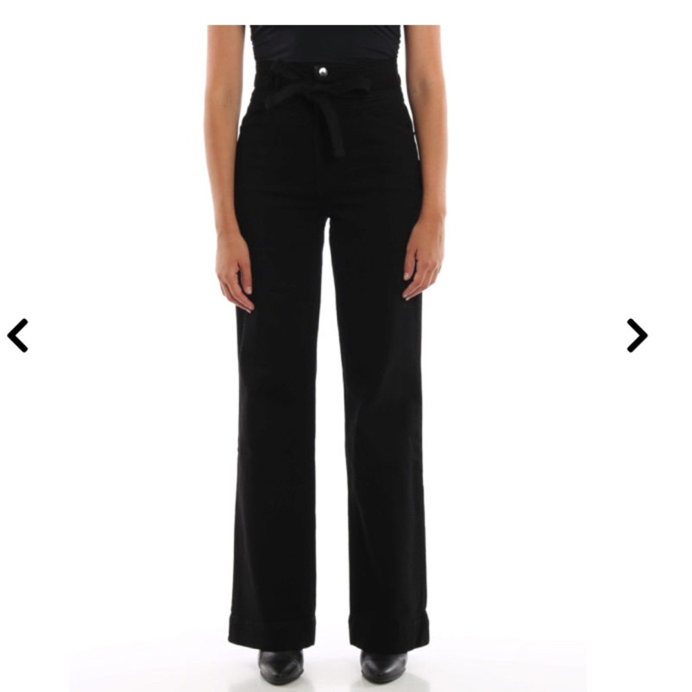 J Brand Sukey Black High-Waisted Wide-Leg jeans size 26 palazzo belted